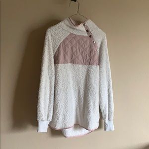 Fuzzy button up sweatshirt
